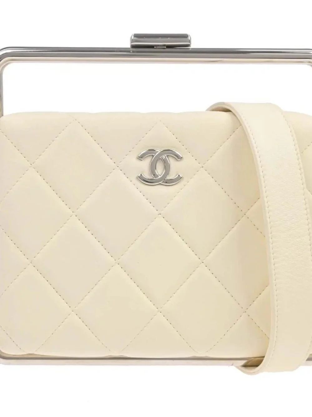 Best08/ Chanel Quilted Lambskin Metal Bar Convertible 2Way Clutch Bag KQ01788